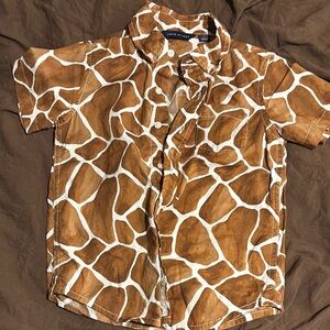 Janie and Jack Brown and White Button Down Shirt